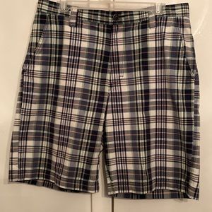 Izod Luxury Sport Blue Plaid Shorts Size 32